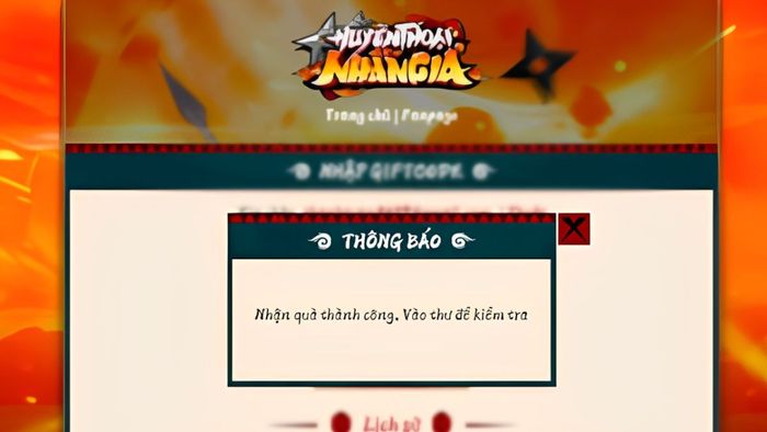Hướng dẫn nhập mã code Làng Nhẫn Giả - bước 4