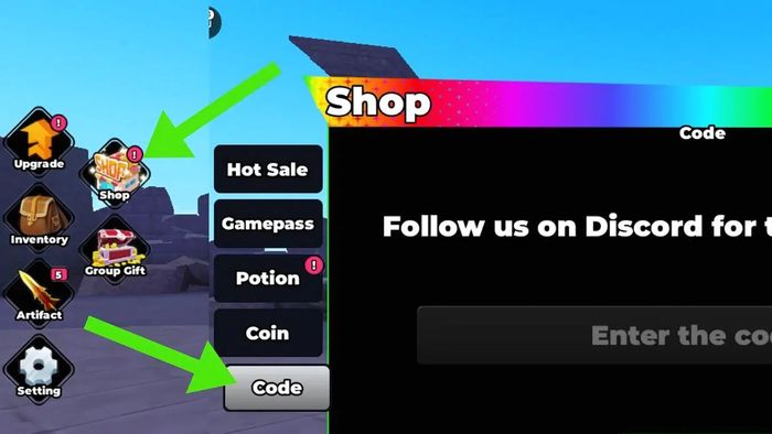 Hướng dẫn nhập mã code Anime RNG TD - bước 1