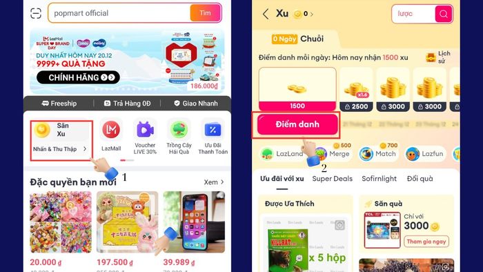 Cách kiếm thêm xu trên Lazada - Điểm danh hàng ngày