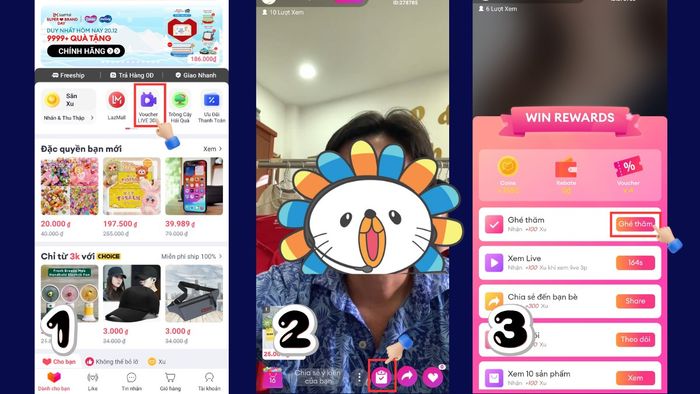 cách kiếm thêm xu trên Lazada - Tham gia livestream trên Lazada