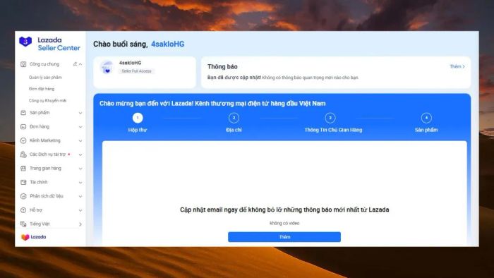 Hướng dẫn đăng ký tài khoản Lazada livestream - bước 4