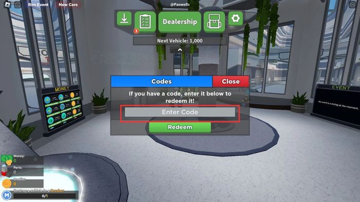 Hướng dẫn nhập mã code Car Crushers 2 - bước 2