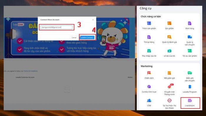 Hướng dẫn livestream Lazada đơn giản - bước 3