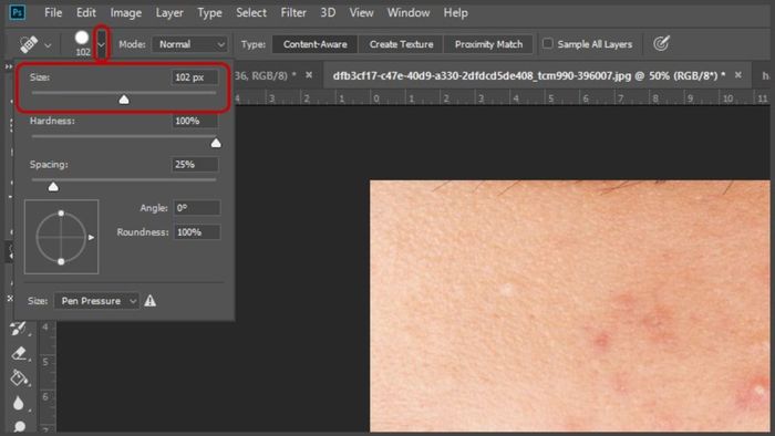 Hướng dẫn xóa mụn bằng Healing Brush Tool bước 3 (Hình minh họa)