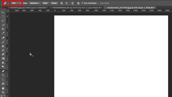 Sử dụng Pen Tool để vẽ đường thẳng trong Photoshop ở bước thứ hai (Kèm hình ảnh minh họa)