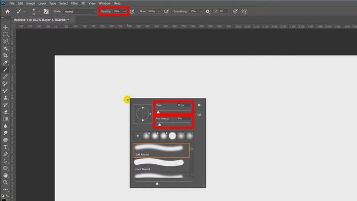Hướng dẫn vẽ đường thẳng trong Photoshop bằng Brush Tool bước 2 (Kèm hình ảnh minh họa)
