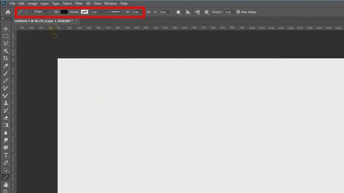 Hướng dẫn vẽ đường thẳng trong Photoshop bằng công cụ Line Tool ở bước 3 (Kèm hình minh họa)