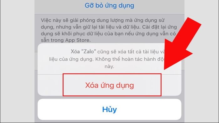 Xóa dữ liệu Zalo trên iPhone bằng cách gỡ bỏ ứng dụng