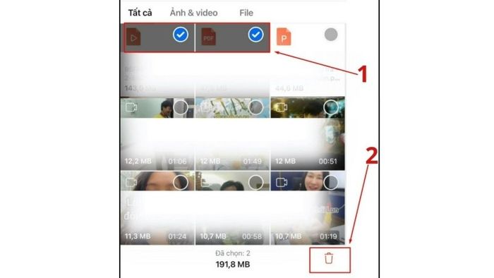 Cách 2: Xóa hình ảnh và âm thanh trong mục quản lý dữ liệu Zalo