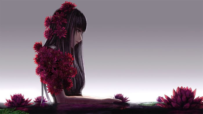 Hình đại diện cô gái anime với góc nghiêng lạnh lùng và vẻ mặt vô cảm