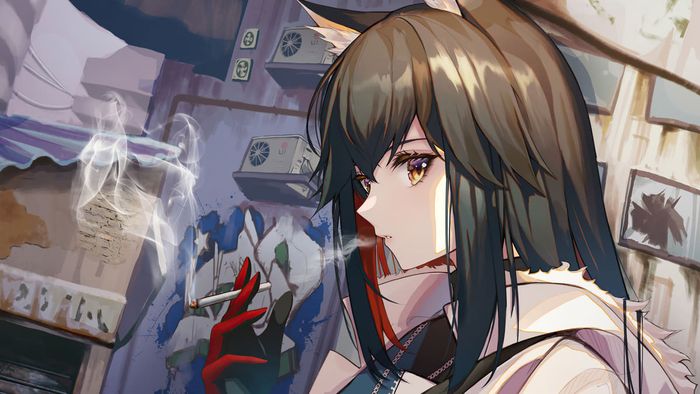 Hình nền anime girl lạnh lùng vô cảm hút thuốc