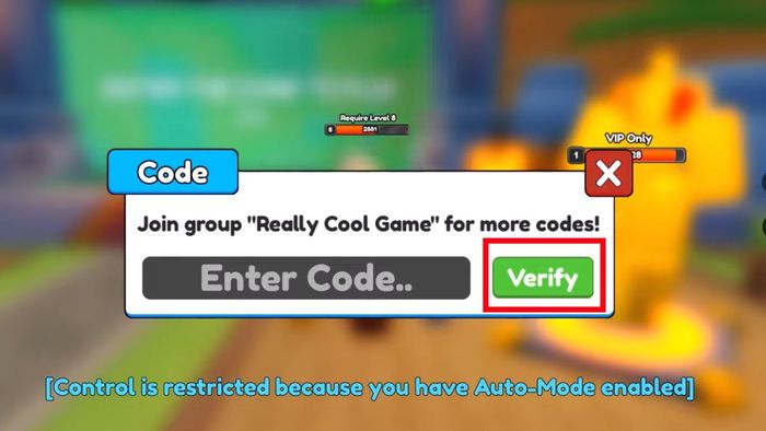 Hướng dẫn cách nhập code Weapon Warrior Simulator - Bước thứ ba