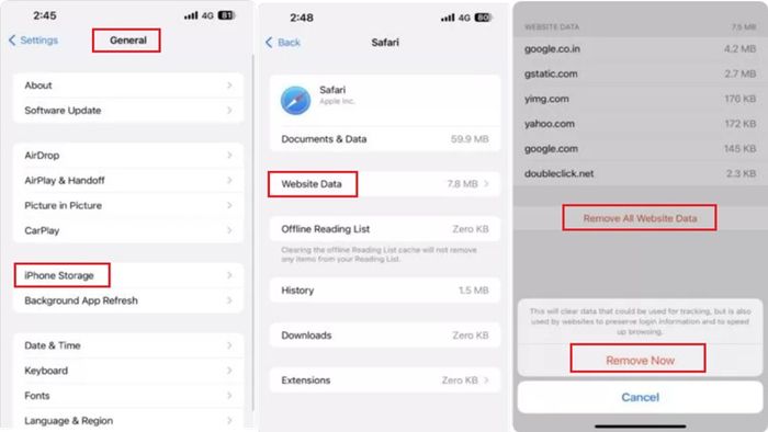 Xóa dữ liệu duyệt web