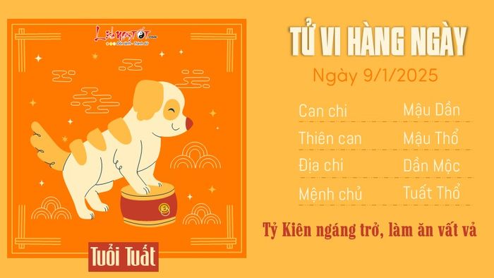 Tử vi hàng ngày cho tuổi Tuất vào ngày 9/1/2025