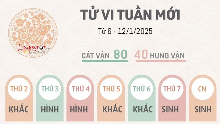 Tử vi tuần mới của 12 con giáp từ 6 đến 12 tháng 1 năm 2025 cho tuổi Hợi.