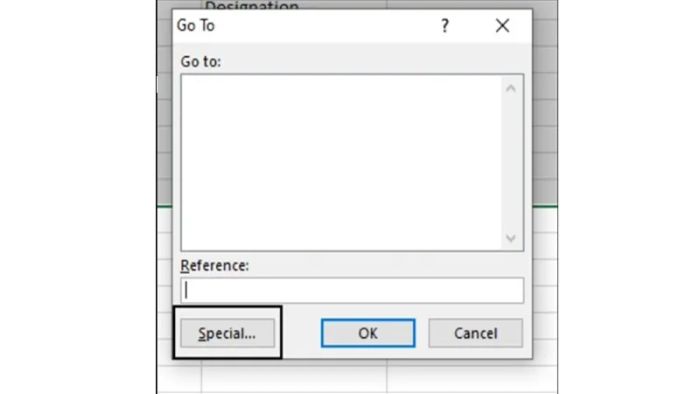 Cách xóa cột trong Excel 2007 bằng cách sử dụng Go To Special