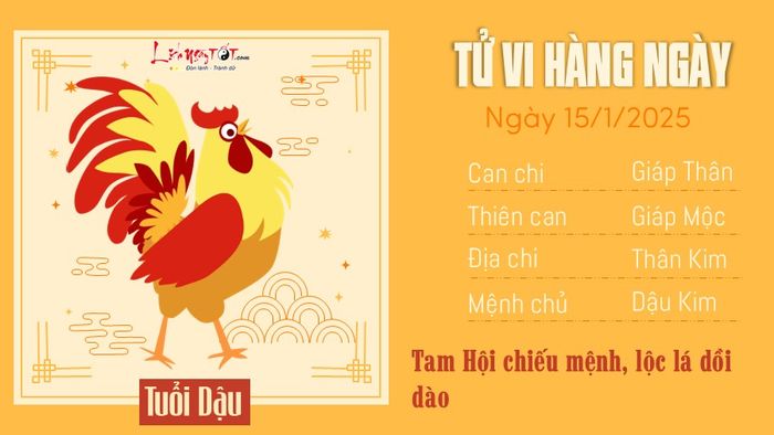 Tử vi hàng ngày cho ngày 15 tháng 1 năm 2025 - Tuổi Dậu