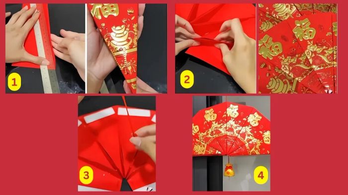 Cách làm quạt treo trang trí Tết từ bao lì xì