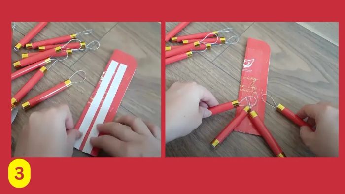Hướng dẫn làm dây pháo với bao lì xì - bước 3