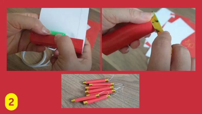 Hướng dẫn làm dây pháo với bao lì xì - bước 2