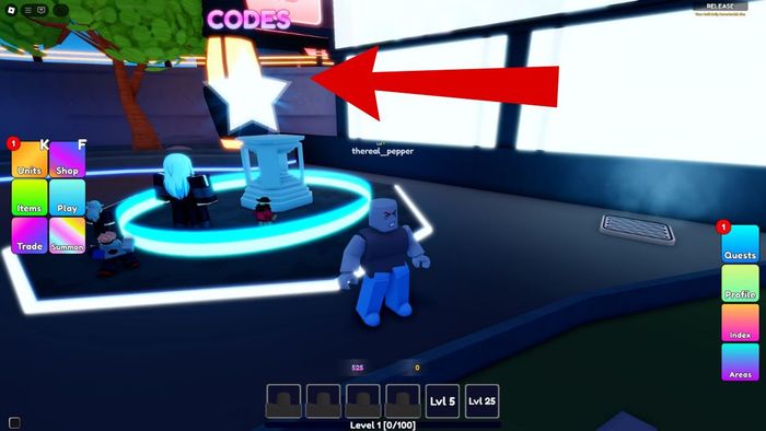 Hướng dẫn nhập mã code Anime Realms - bước thứ hai