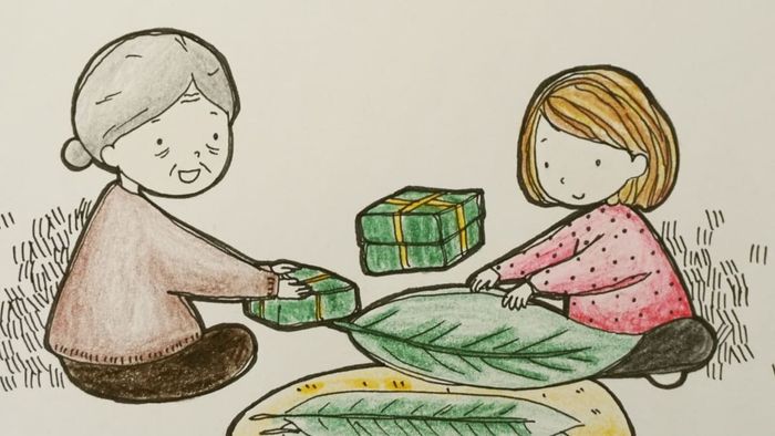 Hướng dẫn cách vẽ tranh Tết với chủ đề gói bánh chưng