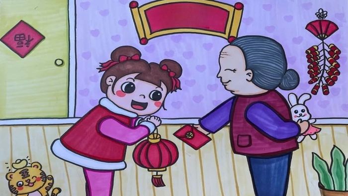 Tranh Tết về lì xì đầy ý nghĩa