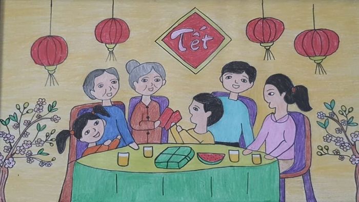Hình mẫu vẽ tranh ngày Tết đẹp mắt
