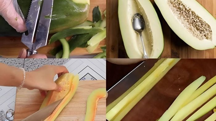Cách chế biến mứt đu đủ xanh: Bước 1 (Hình ảnh minh họa)