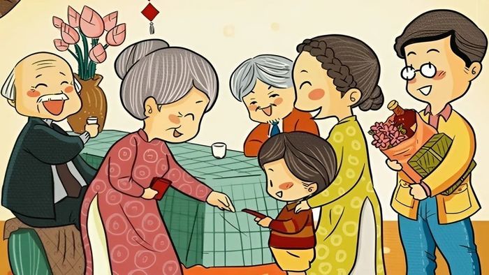 Vẽ tranh chúc Tết ông bà kính yêu