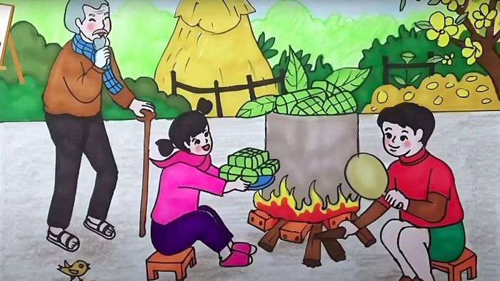 Vẽ tranh Tết với phong cách dễ thương