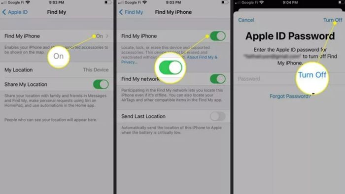 Hủy Find My iPhone từ iPhone của bạn