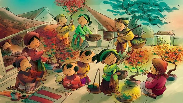 Vẽ tranh ngày Tết tại quê em trong không khí rộn ràng