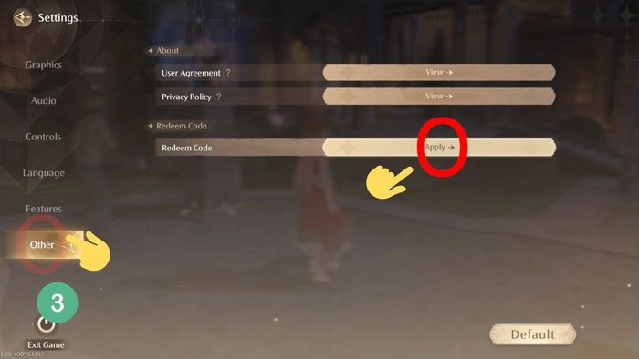Hướng dẫn nhập mã code Infinity Nikki - bước thứ ba