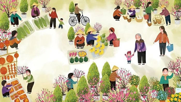 Mẫu tranh vẽ Tết tại quê em sinh động và đẹp mắt