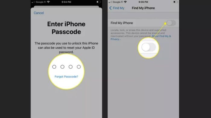 Hủy Find My iPhone từ iPhone của bạn