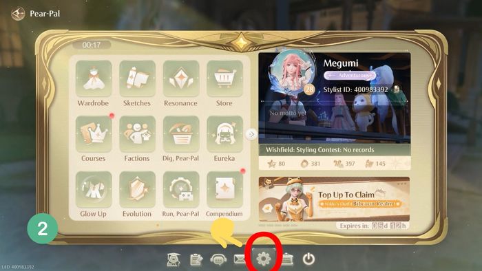 Hướng dẫn nhập mã code Infinity Nikki - bước thứ hai