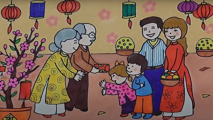 Hình vẽ tranh chúc Tết sắc nét, chất lượng cao