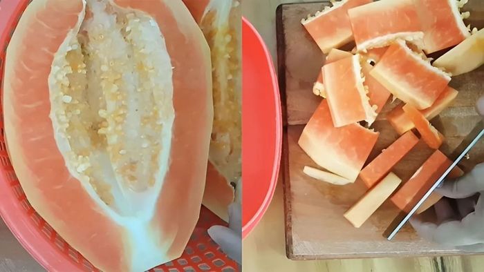 Hình ảnh minh họa cho bước 1 trong cách làm mứt đu đủ chín