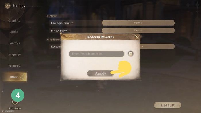 Hướng dẫn nhập mã code Infinity Nikki - bước 4
