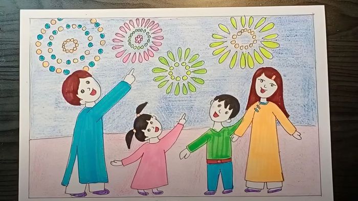 Mẫu tranh vẽ ngày Tết đẹp nhất dành cho học sinh