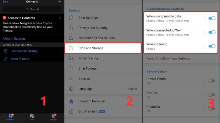 Bảo vệ tài khoản Telegram - Tắt chế độ tải tự động tệp