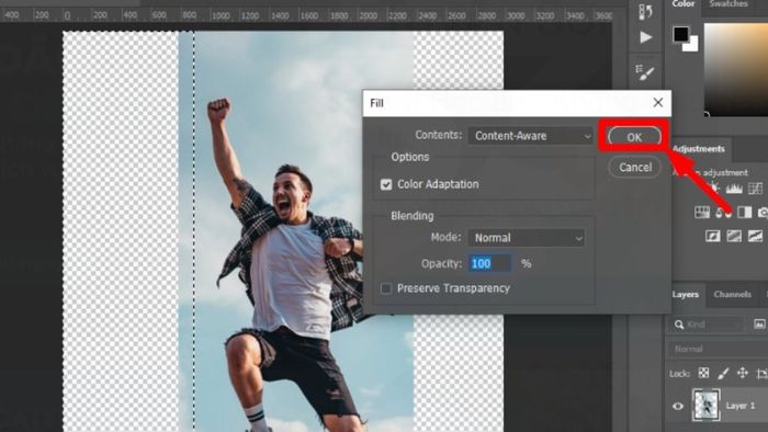 Hướng dẫn mở rộng ảnh trong Photoshop với công cụ Marquee Tool, bước 3 (Hình minh họa).