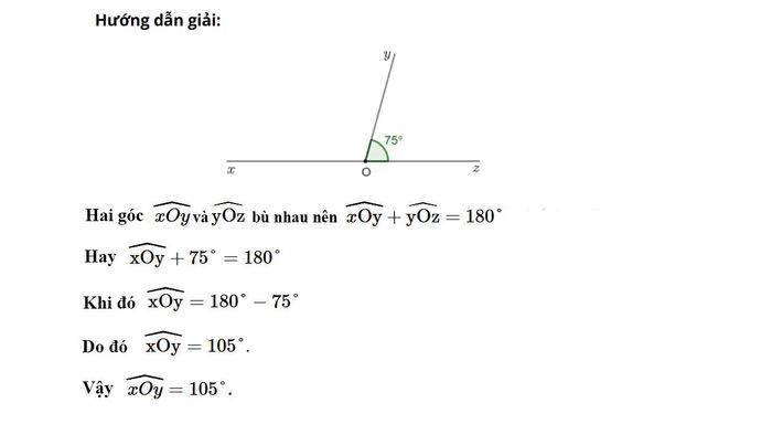 Bài tập ví dụ về hai góc bù nhau - bài tập 1