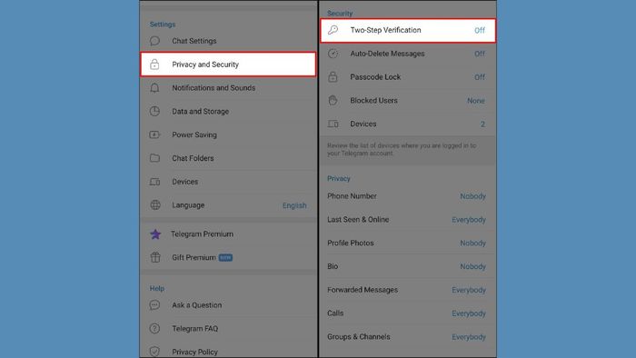 Hướng dẫn bảo mật tài khoản Telegram - Kích hoạt xác thực hai yếu tố (2FA) - bước 3
