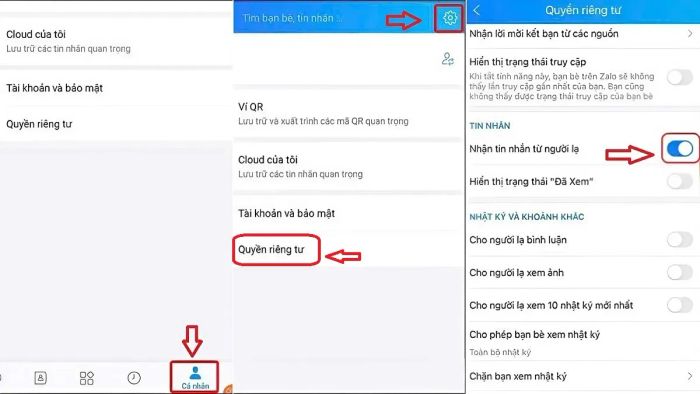 Hướng dẫn sửa lỗi Zalo bị chặn tin nhắn từ người lạ - Thay đổi chế độ “Nhận tin nhắn từ người lạ”