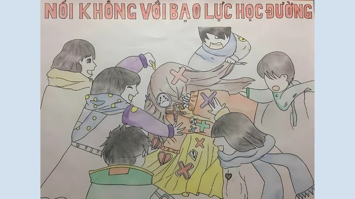 vẽ tranh về bạo lực học đường mang ý nghĩa sâu sắc