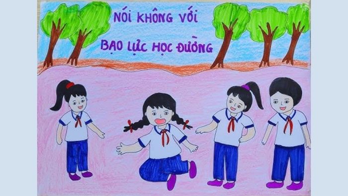 bức tranh vẽ về bạo lực học đường