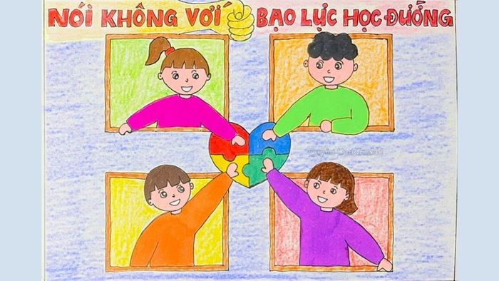 vẽ tranh về bạo lực học đường trên giấy vẽ