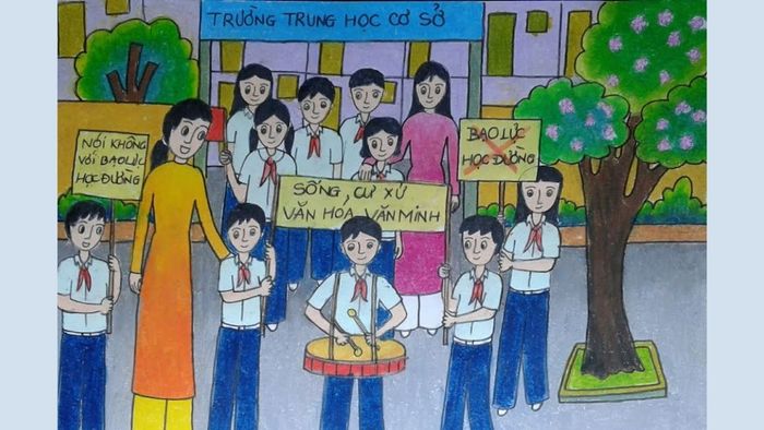 Vẽ tranh bạo lực học đường theo cách đơn giản và dễ thực hiện